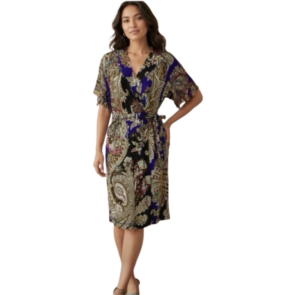 Vintage Just Cavalli Wrap Dress Bold Multicolor Size Medium Made in Italy